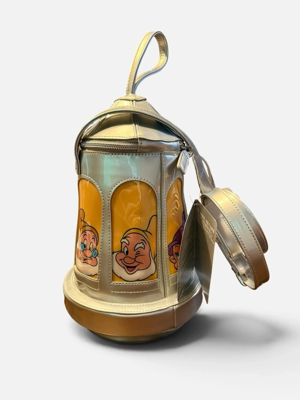 EPCOT Deutschland Lantern-Shaped Gold Crossbody Bag featuring the 7 Dwarfs - NWT